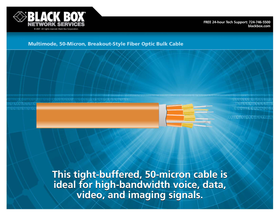 Black Box manual Multimode, 50-Micron, Breakout-Style Fiber Optic Bulk Cable 