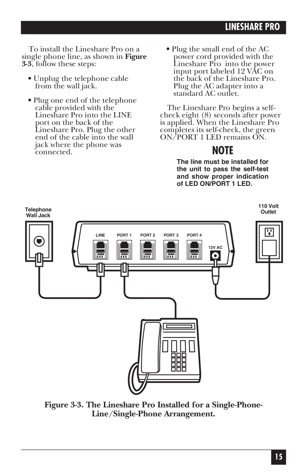 Black Box FX150A manual Volt TelephoneOutlet Wall Jack 