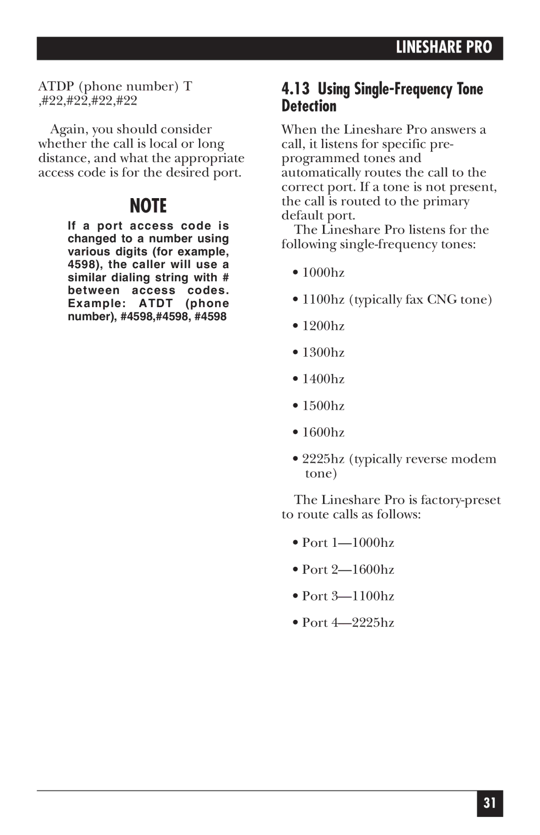 Black Box FX150A manual Using Single-Frequency Tone Detection 