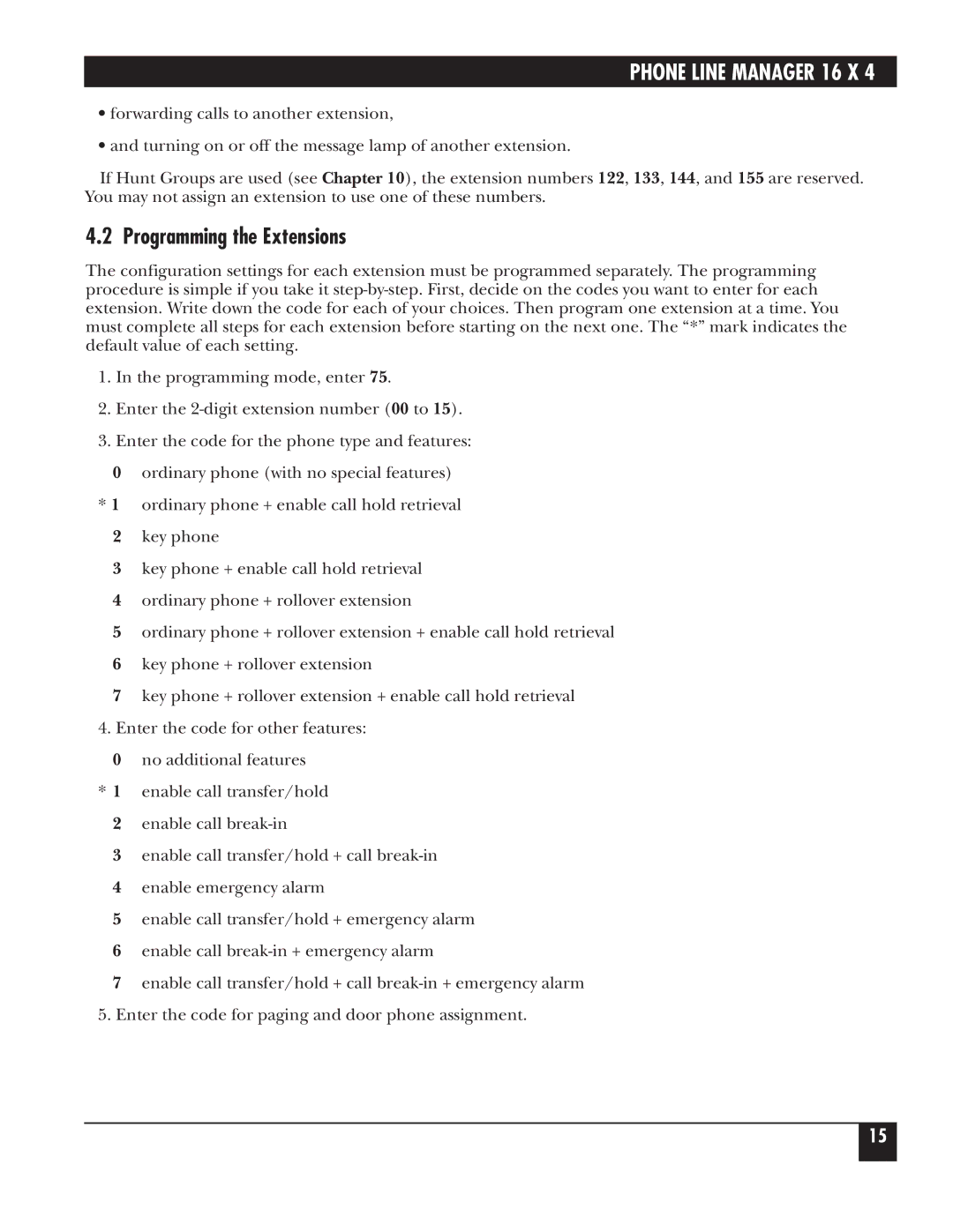 Black Box FX160A manual Programming the Extensions 