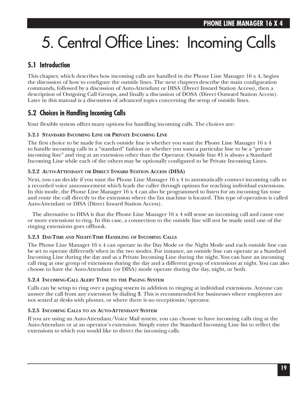 Black Box FX160A manual Central Office Lines Incoming Calls, Introduction, Choices in Handling Incoming Calls 