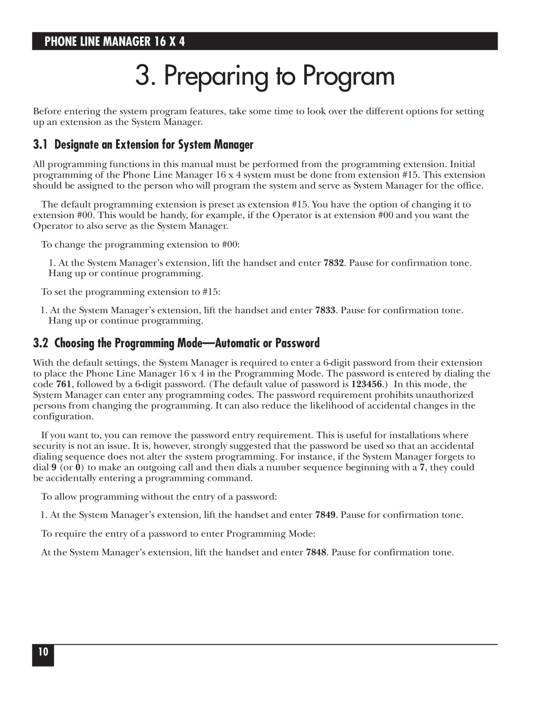 Black Box FX160A manual Preparing to Program, Designate an Extension for System Manager 