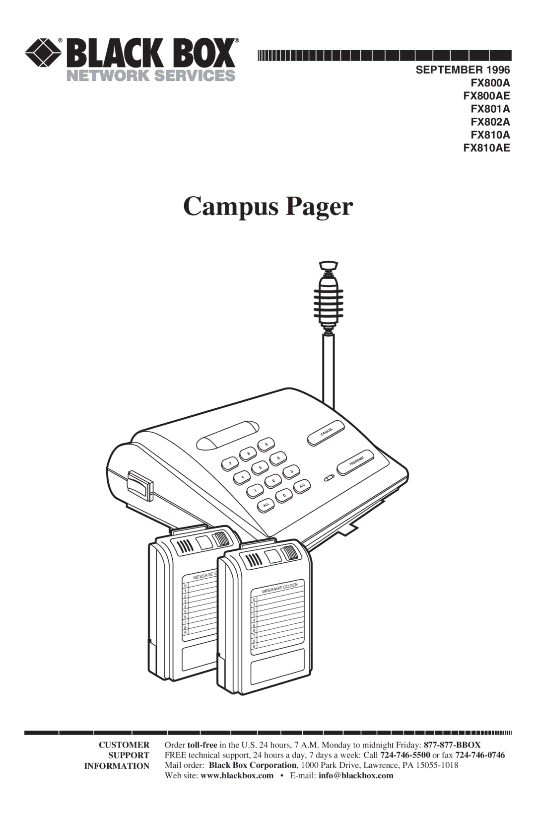 Black Box FX810AE, FX801A, FX802A, FX800AE manual Campus Pager 