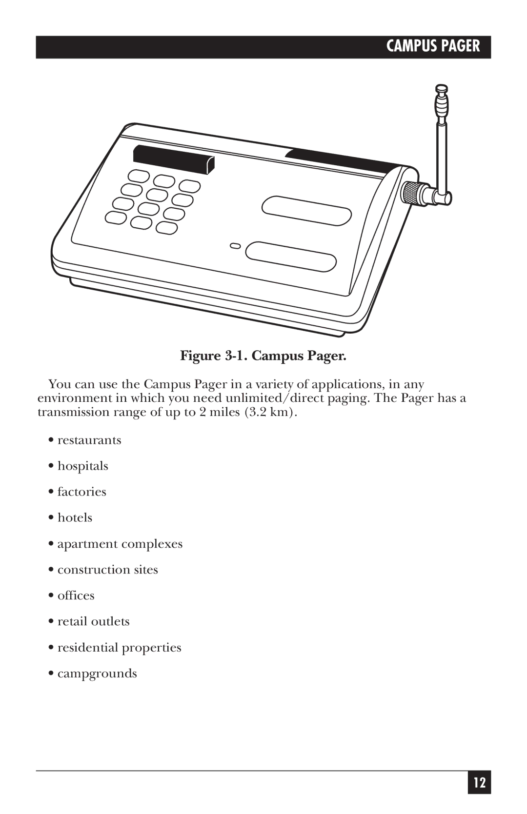 Black Box FX802A, FX810AE, FX801A, FX800AE manual Campus Pager 