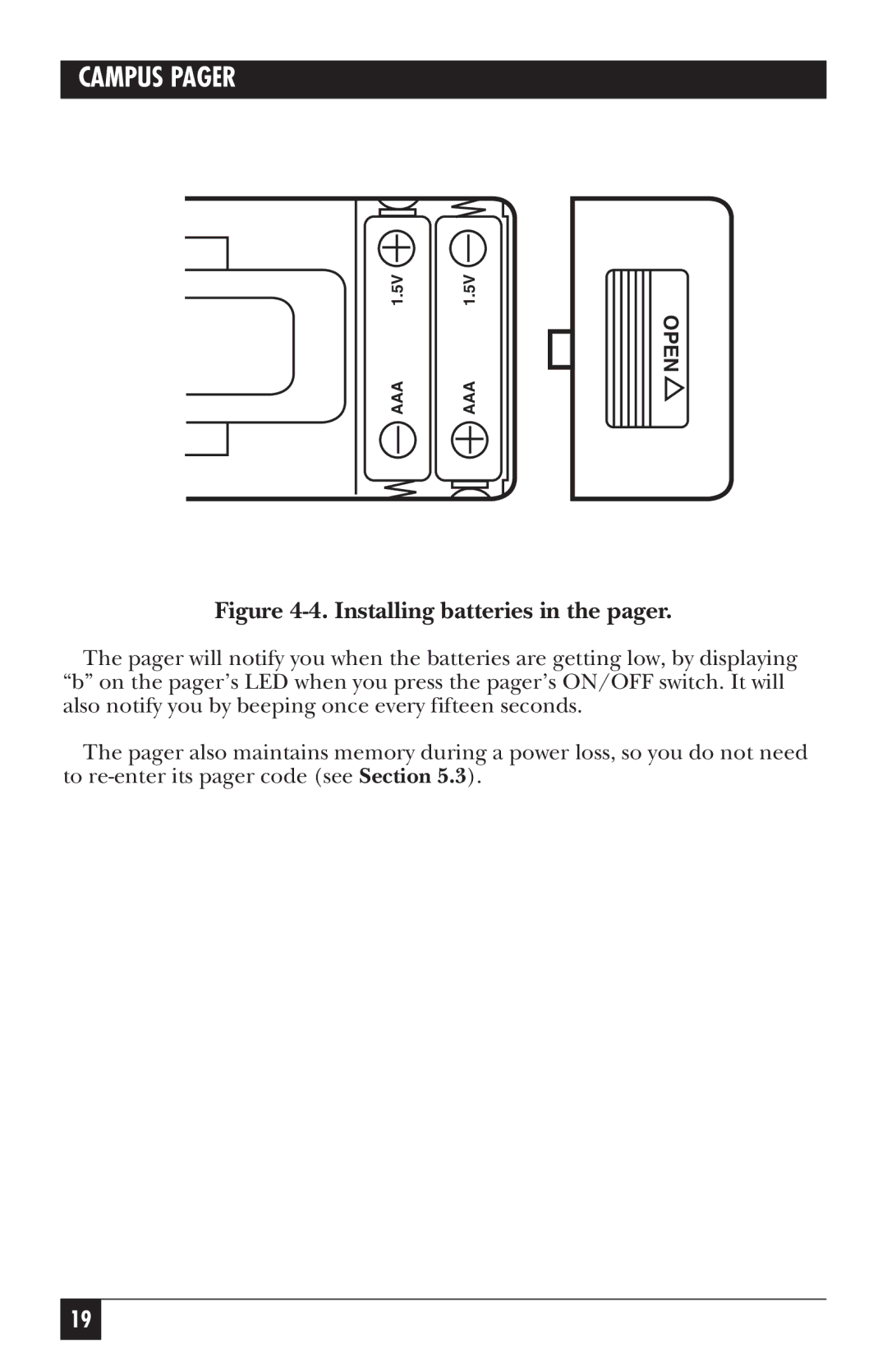 Black Box FX800AE, FX810AE, FX801A, FX802A manual Installing batteries in the pager 