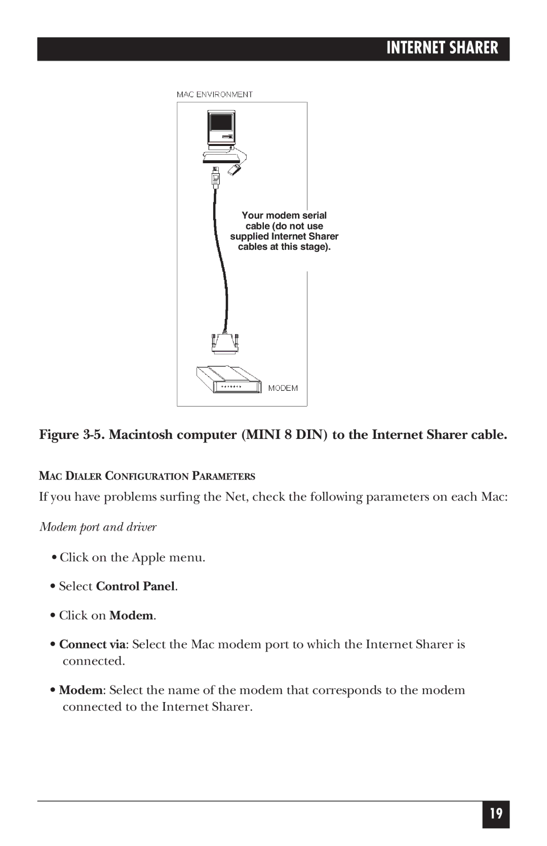 Black Box FX850AE manual Macintosh computer Mini 8 DIN to the Internet Sharer cable 