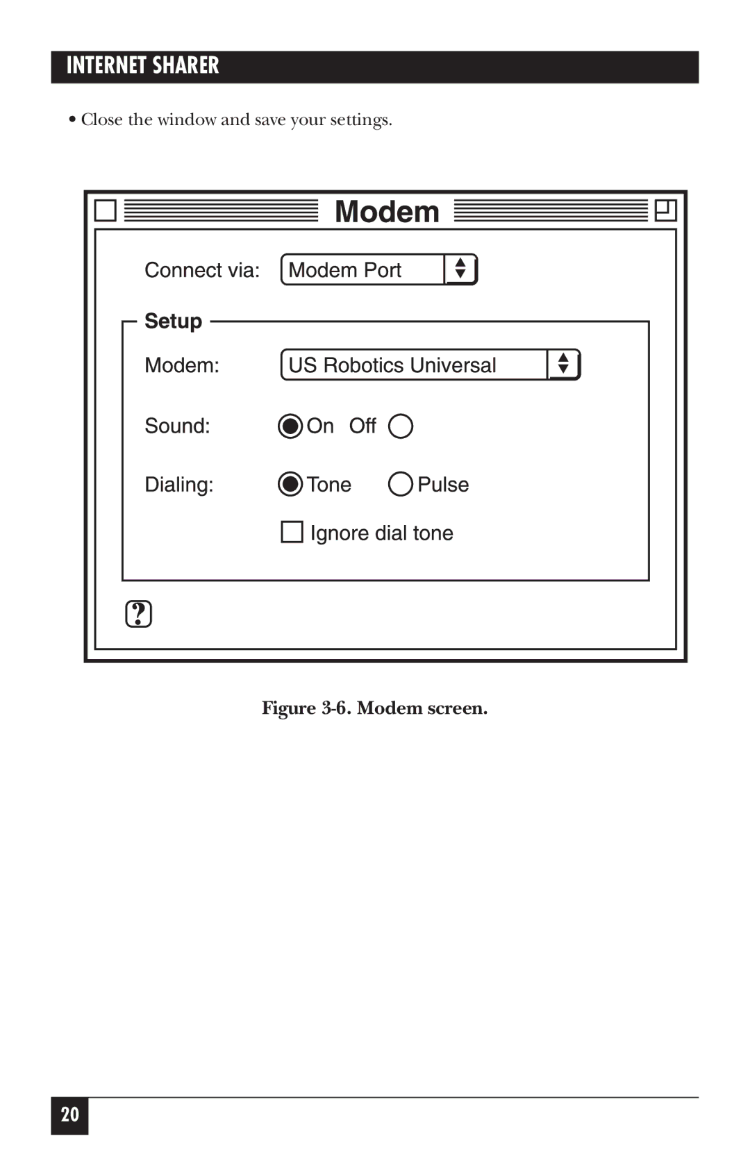 Black Box FX850AE manual Modem screen 