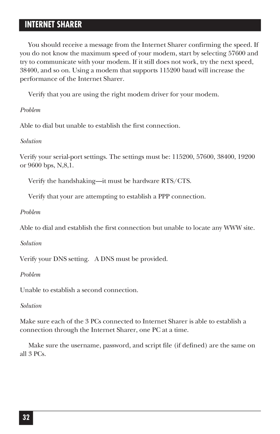 Black Box FX850AE manual Able to dial but unable to establish the first connection 