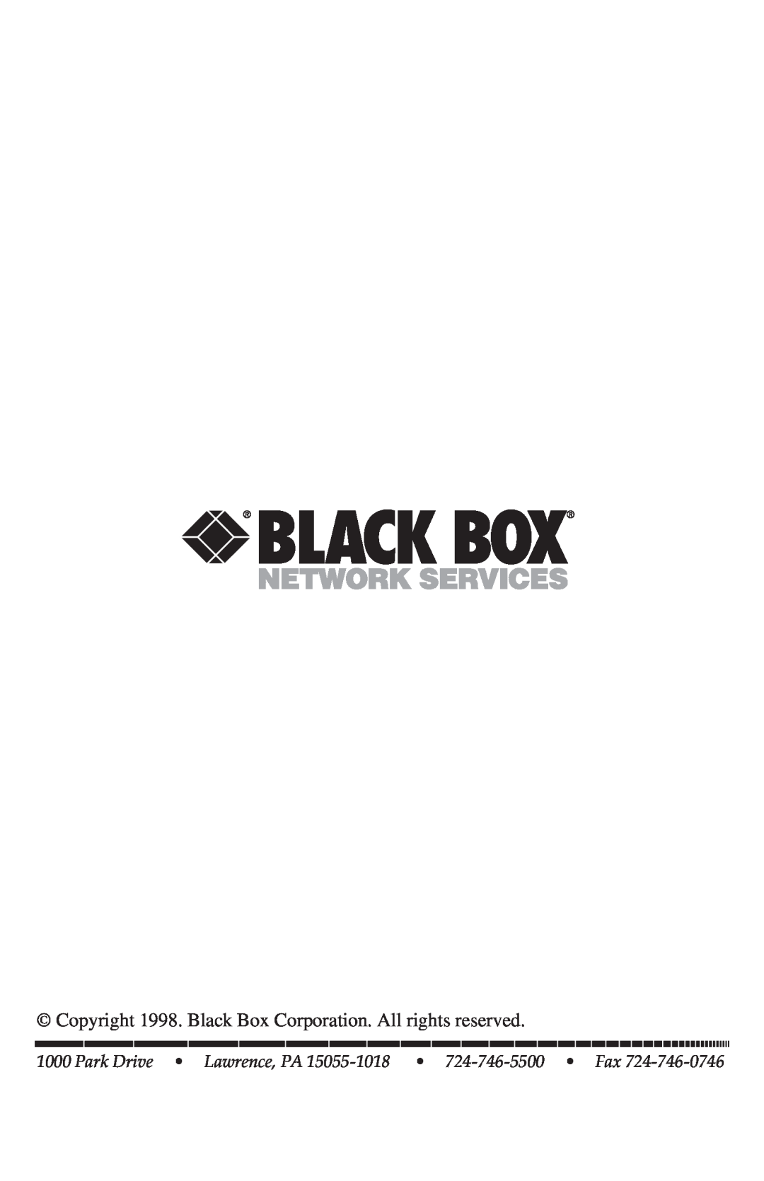 Black Box FX850AE manual Copyright 1998. Black Box Corporation. All rights reserved 