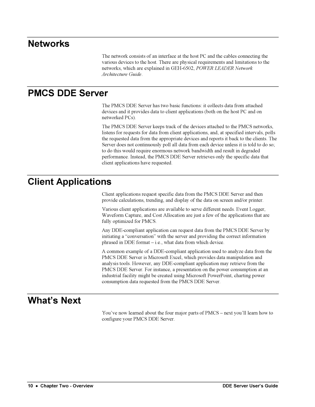 Black Box GEH-6510 manual Networks, Pmcs DDE Server, Client Applications, What’s Next 