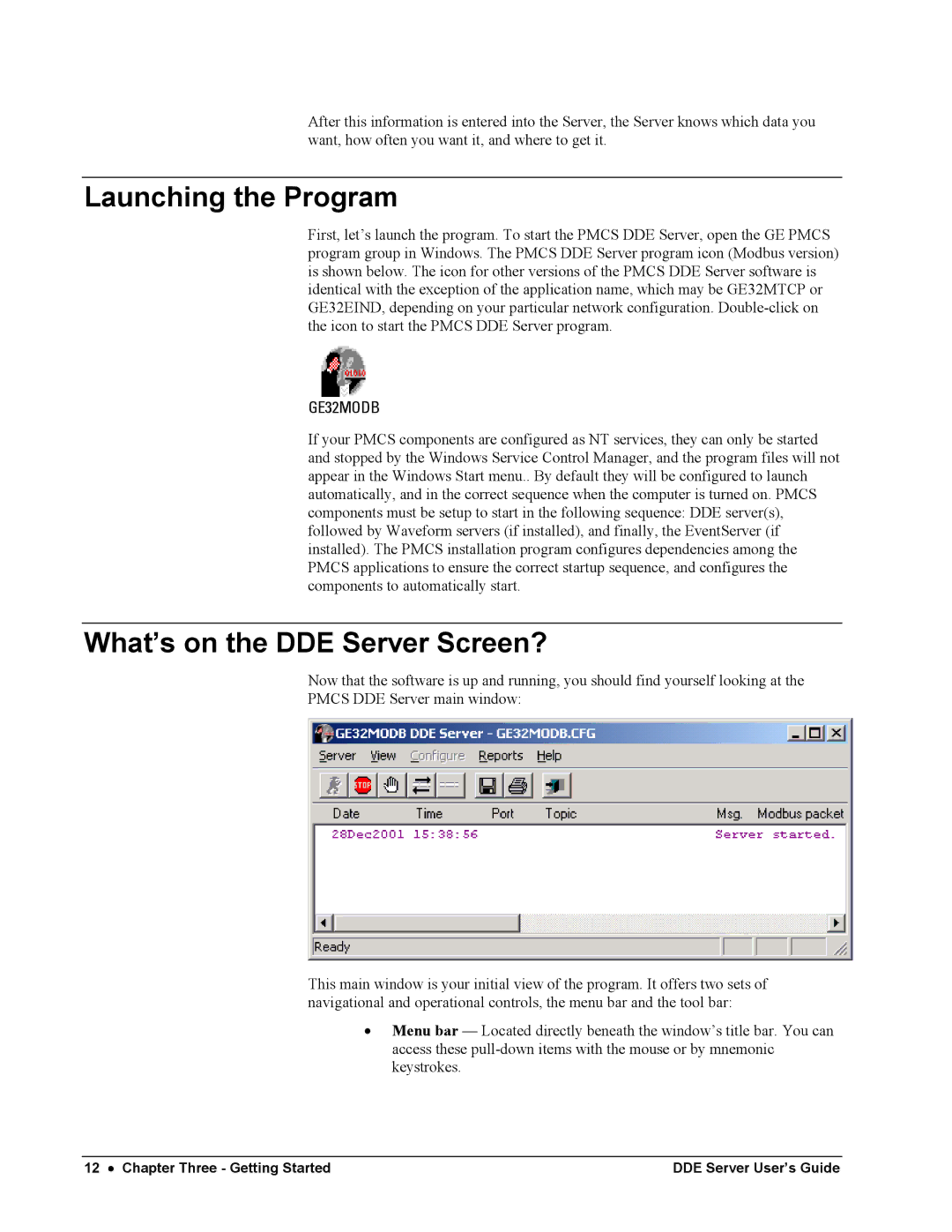 Black Box GEH-6510 manual Launching the Program, What’s on the DDE Server Screen? 