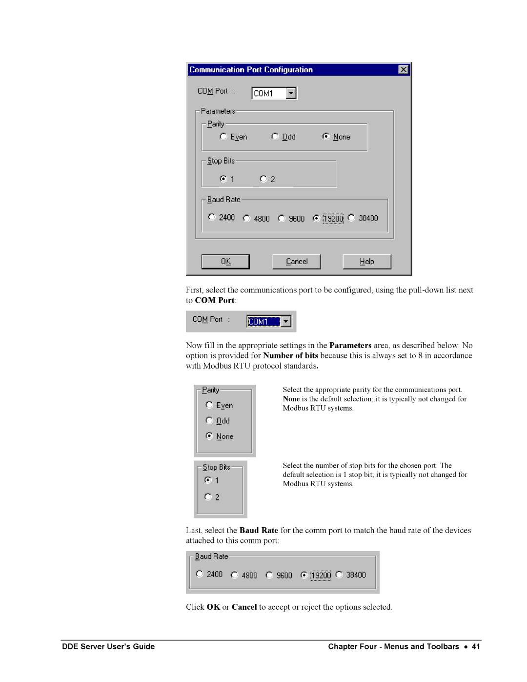 Black Box GEH-6510 manual DDE Server User’s Guide Chapter Four Menus and Toolbars 