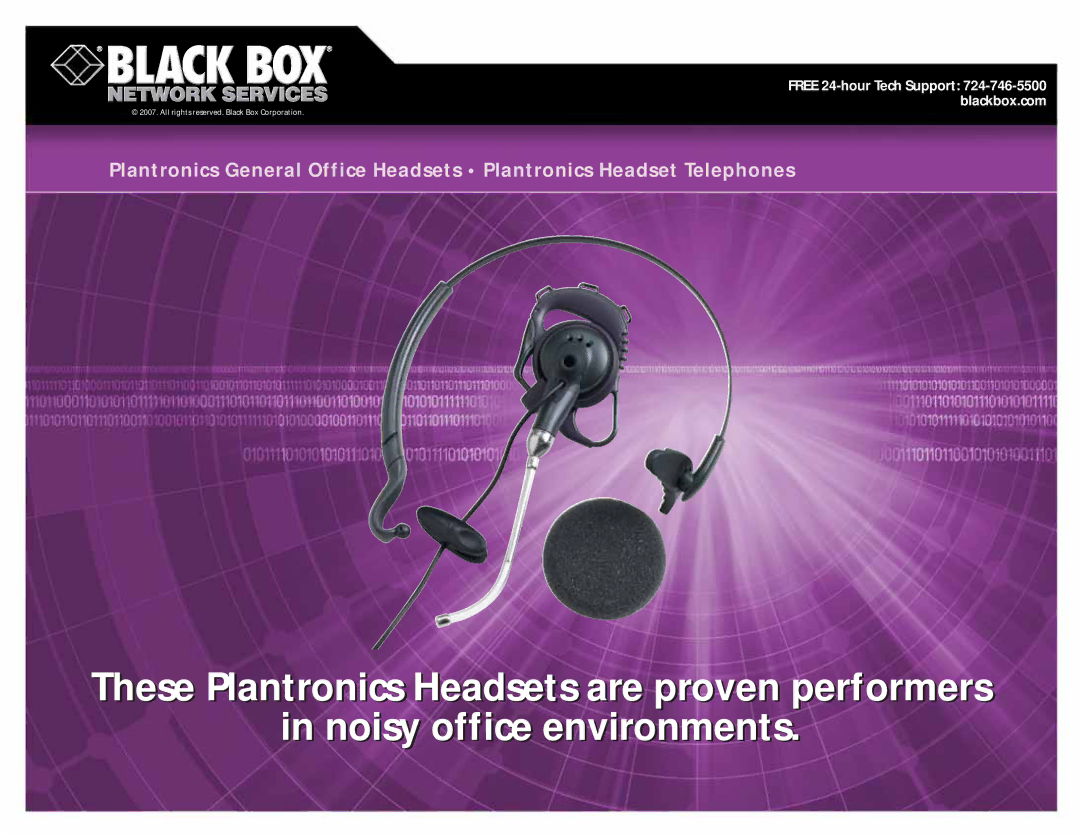 Black Box General Office Headset/Headset Telephone manual Noisy office environments 