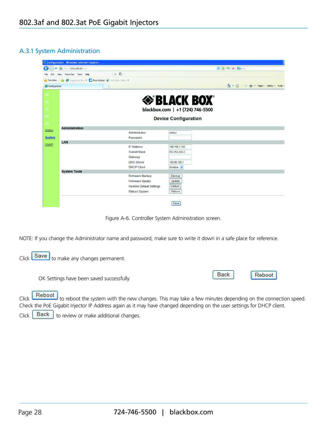 Black Box LPJ016A-FM, LPJ008A-FM, LPJ024A-FM, LPJ016A-TM, LPJ008A-TM specifications System Administration 