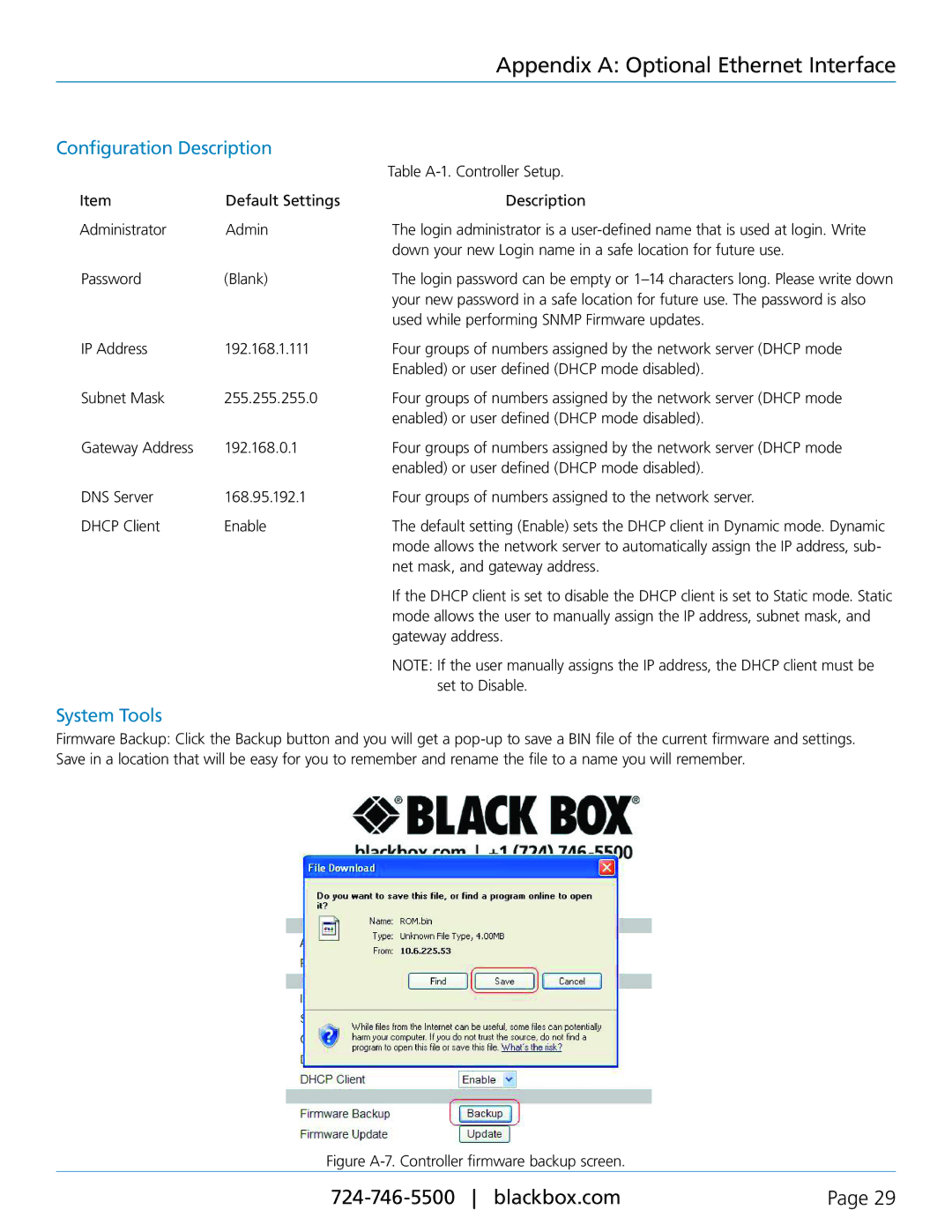 Black Box LPJ016A-TM, LPJ008A-FM, LPJ024A-FM, LPJ016A-FM, LPJ008A-TM Configuration Description, System Tools 