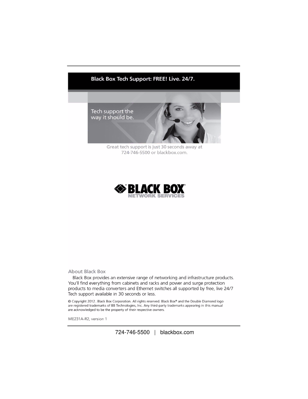 Black Box GSHDSL Two-Wire Extender/NTU manual Blackbox.com 