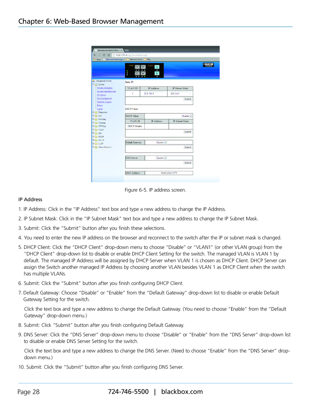 Black Box LEH1008A, LEH906A-2SFP, LEH908A, LEH906A-2MMST, LEH906A-2GSFP, LEH906A-2MMSC manual Web-Based Browser Management 