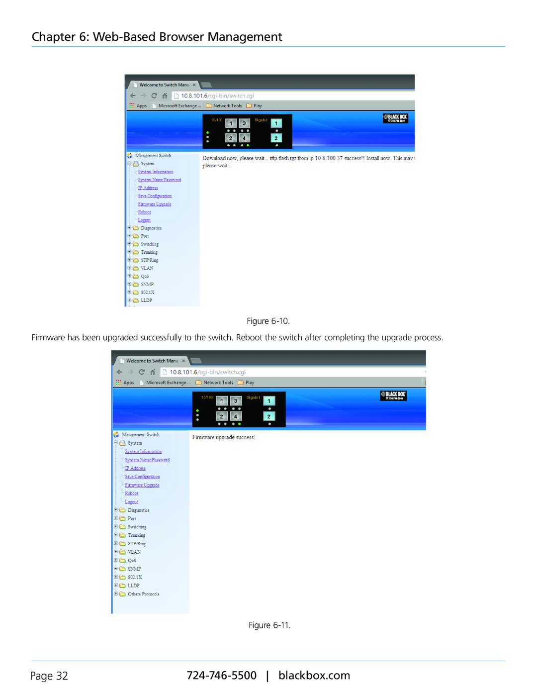 Black Box LEH906A-2MMST, LEH906A-2SFP, LEH908A, LEH906A-2GSFP, LEH906A-2MMSC, LEH1104A-2GSFP manual Web-Based Browser Management 