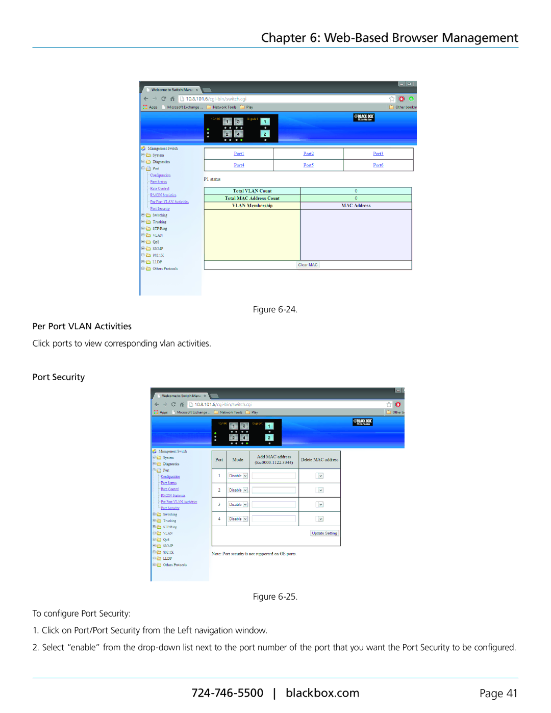 Black Box LEH1008A-2SFP, LEH906A-2SFP, LEH908A, LEH906A-2MMST, LEH906A-2GSFP, LEH906A-2MMSC manual Web-Based Browser Management 