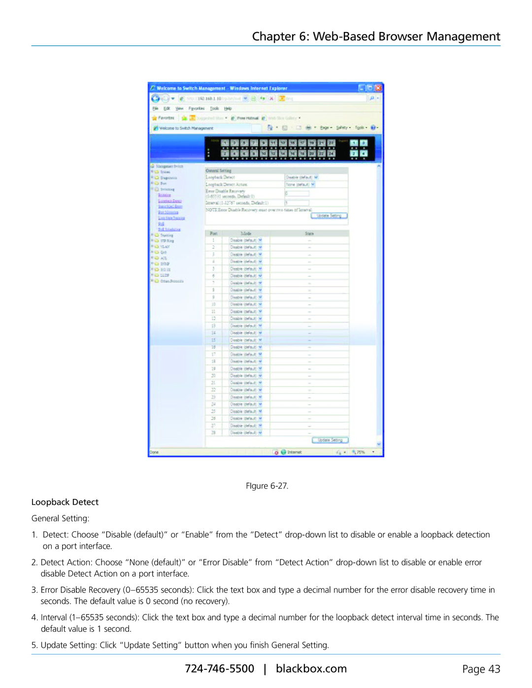 Black Box LEH1008A, LEH906A-2SFP, LEH908A, LEH906A-2MMST, LEH906A-2GSFP, LEH906A-2MMSC manual Web-Based Browser Management 