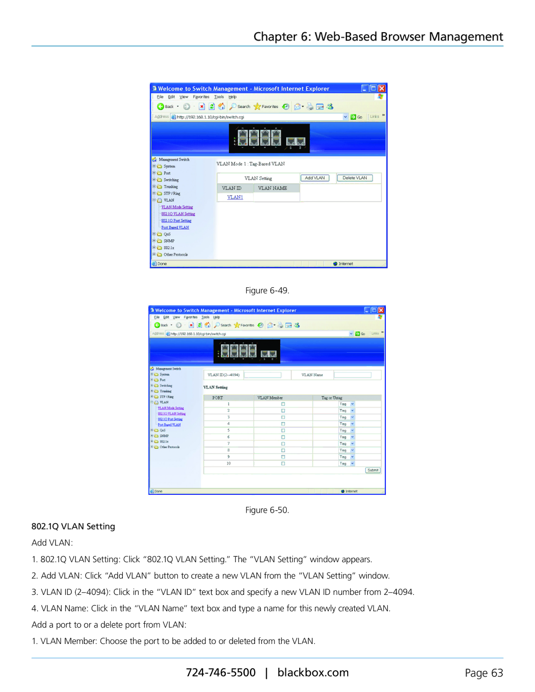 Black Box LEH906A-2GSFP, LEH906A-2SFP, LEH908A, LEH906A-2MMST, LEH906A-2MMSC, LEH1104A-2GSFP manual Web-Based Browser Management 