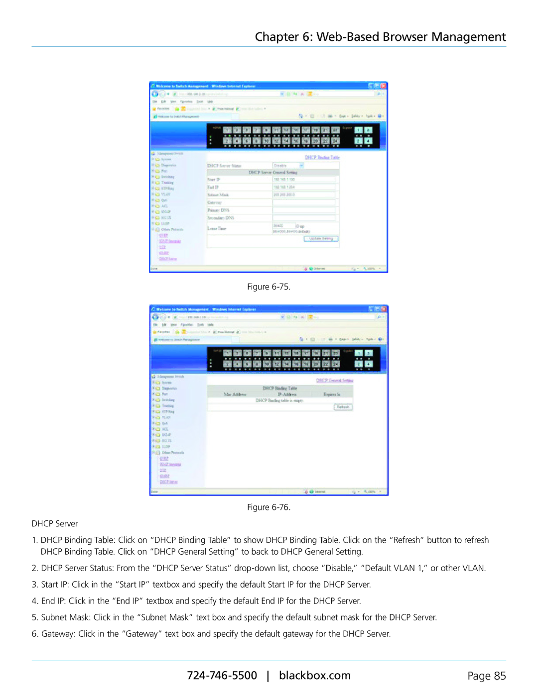 Black Box LEH1104A-4MMST, LEH906A-2SFP, LEH908A, LEH906A-2MMST, LEH906A-2GSFP, LEH906A-2MMSC manual Web-Based Browser Management 