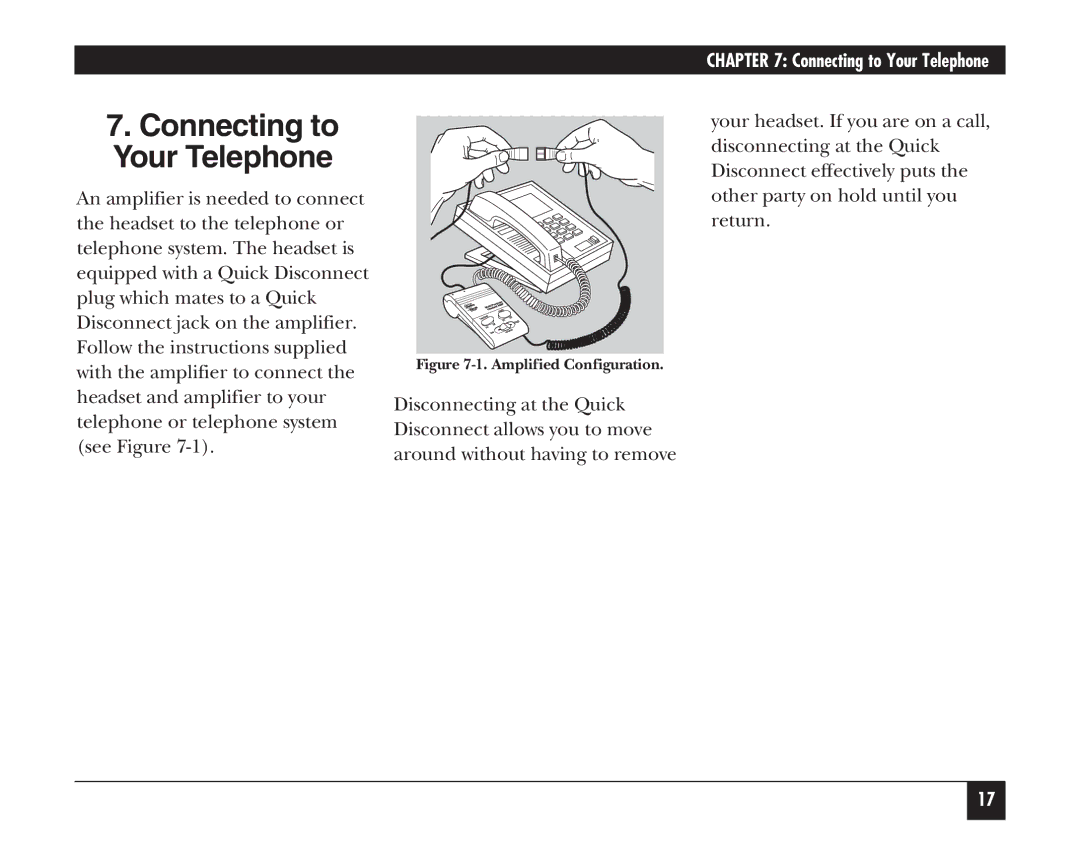 Black Box HS205A, HS201A manual Connecting to Your Telephone, Amplified Configuration 