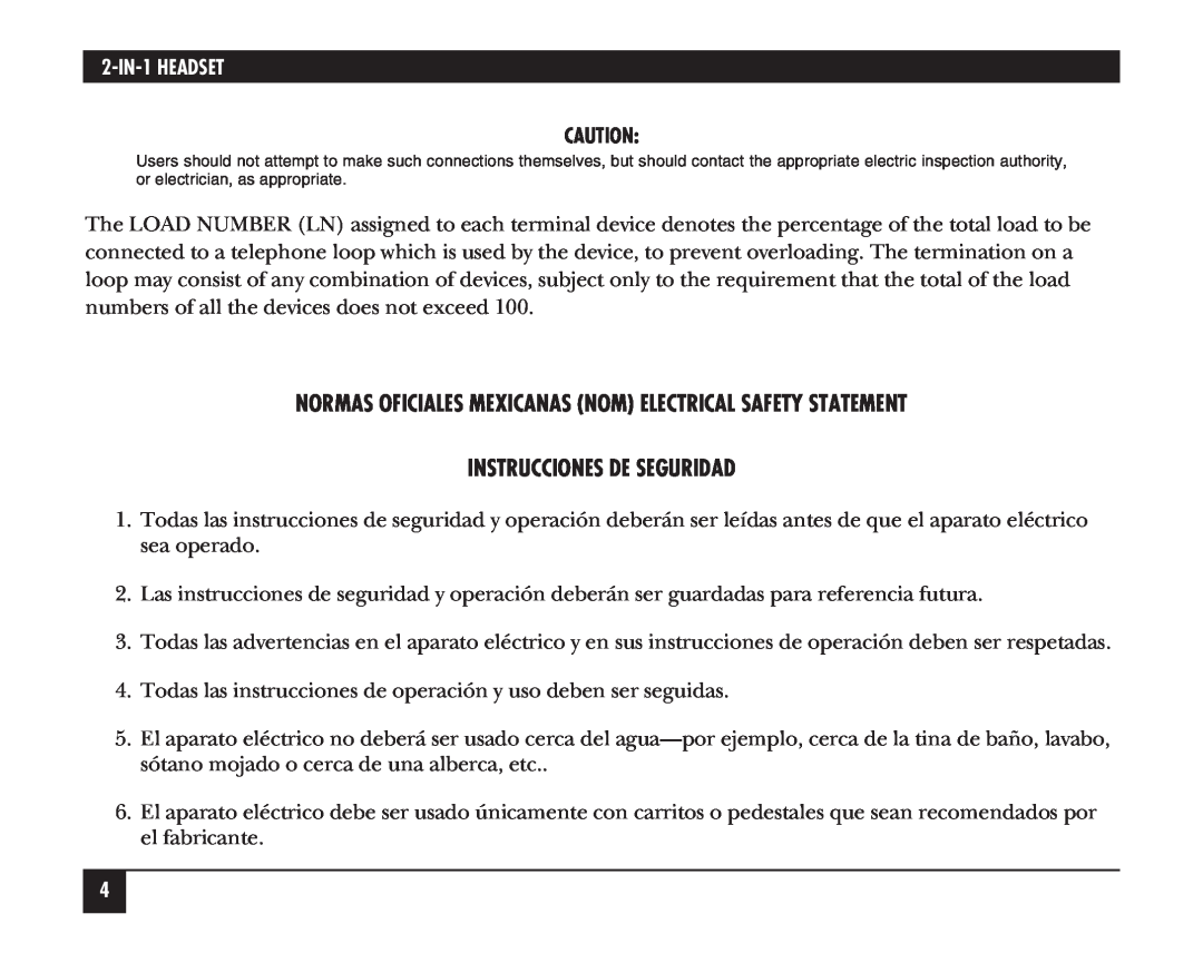 Black Box HS201A, HS205A manual Instrucciones De Seguridad, 2-IN-1HEADSET 