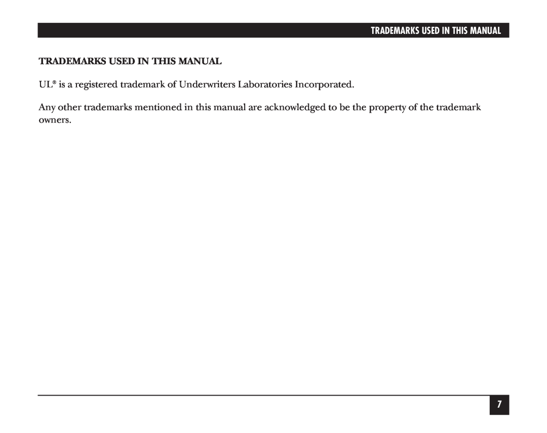 Black Box HS205A, HS201A manual Trademarks Used In This Manual 