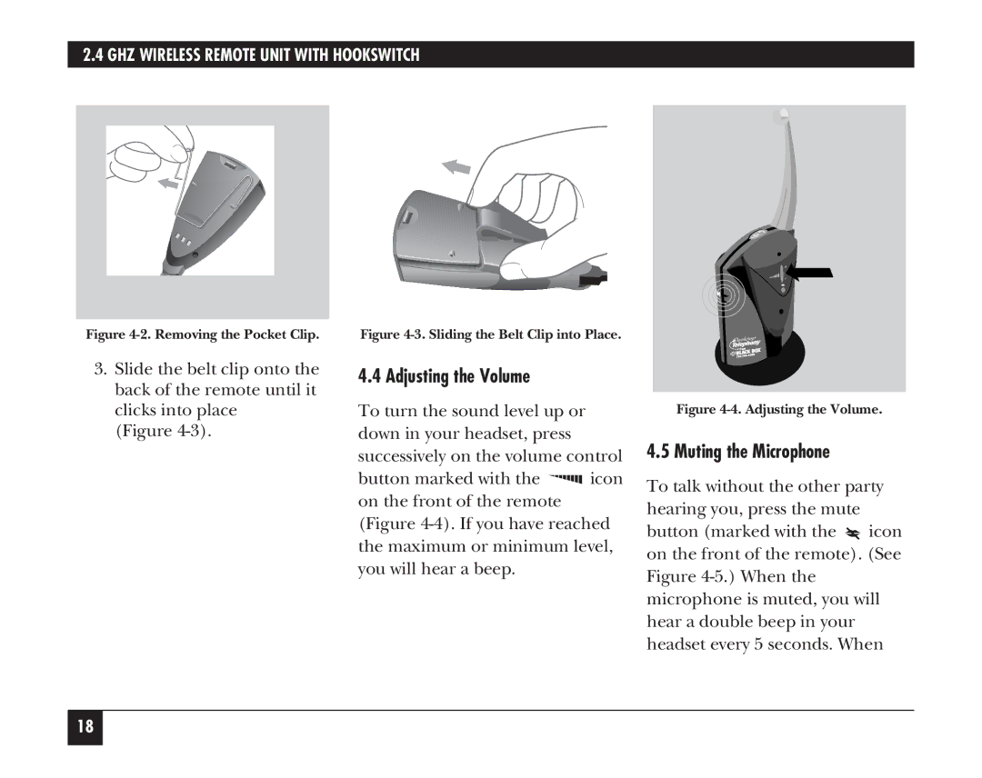 Black Box hs300a manual Adjusting the Volume, Muting the Microphone 