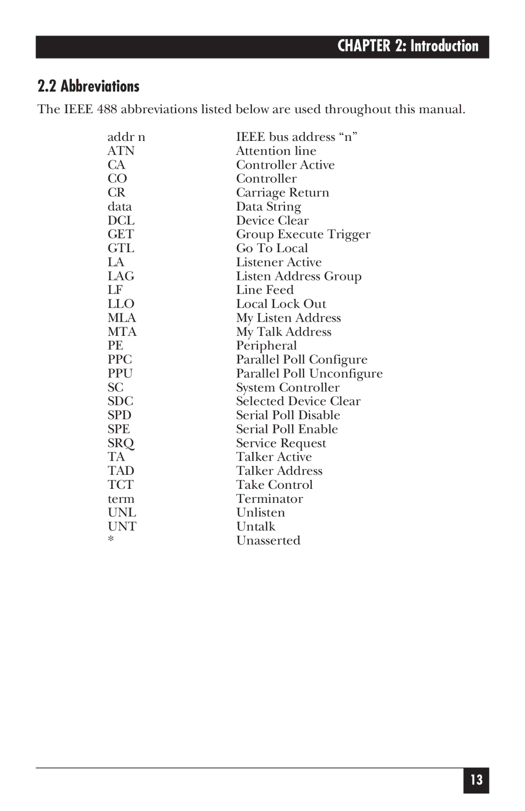 Black Box IC026AE-R2, IC026A-R2 manual Abbreviations 