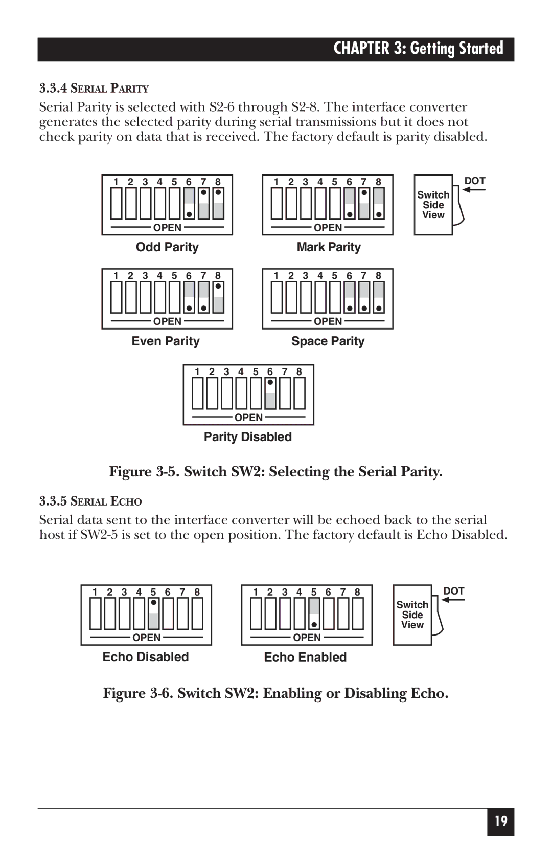 Black Box IC026AE-R2, IC026A-R2 manual Switch SW2 Selecting the Serial Parity 