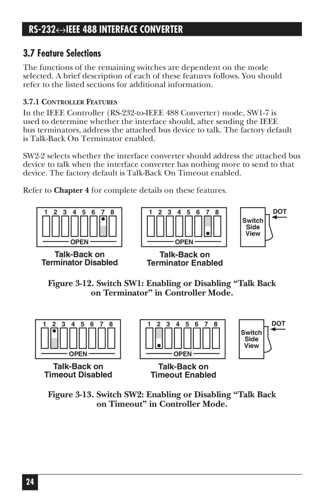 Black Box IC026A-R2, IC026AE-R2 manual Feature Selections 