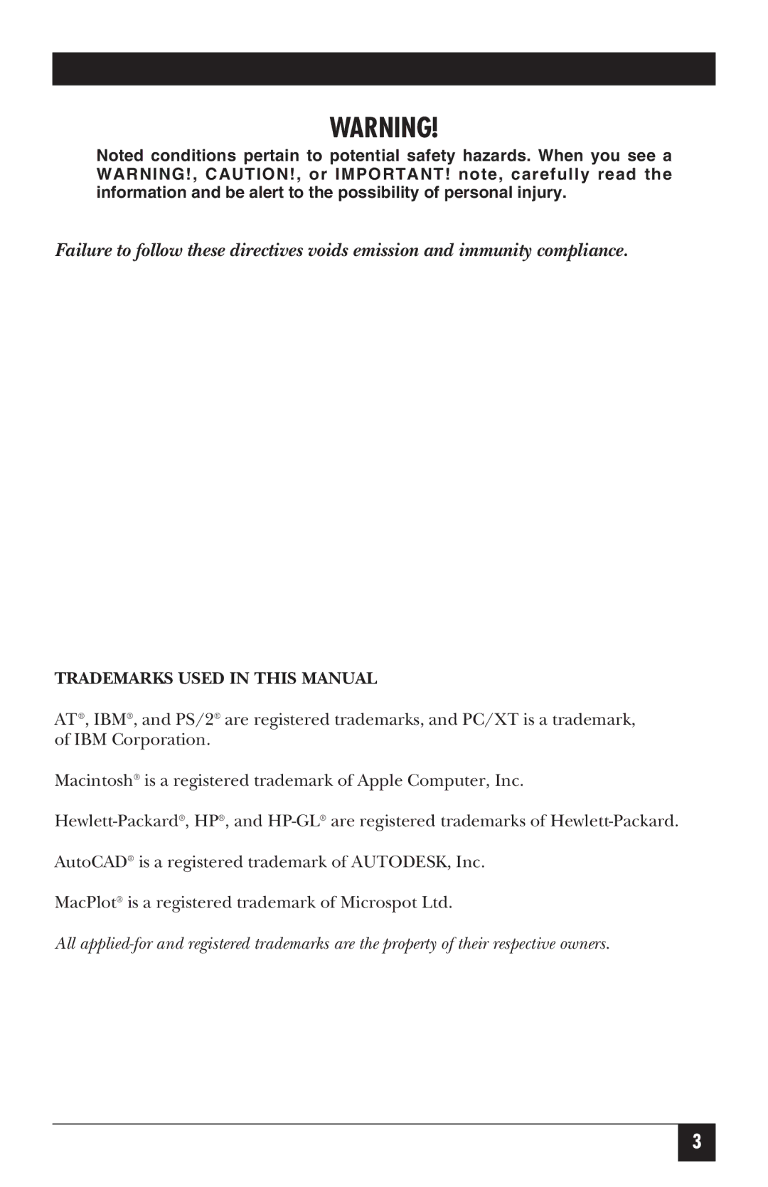 Black Box IC026AE-R2, IC026A-R2 manual Trademarks Used in this Manual 