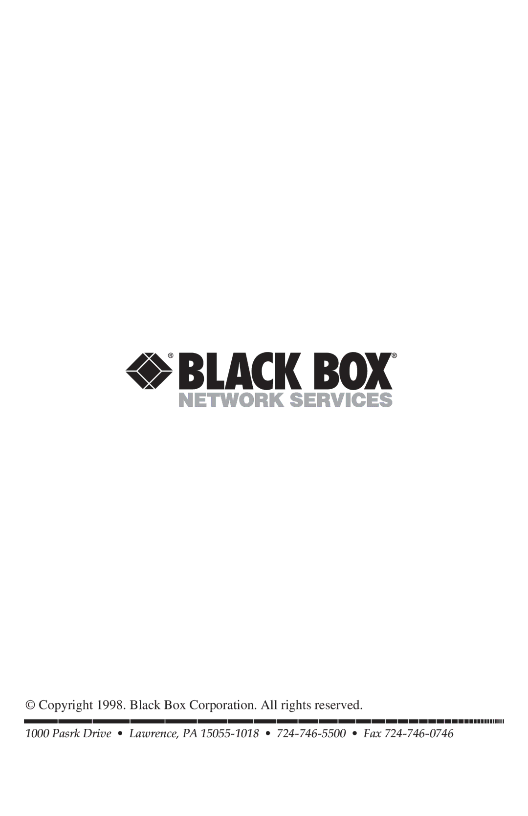 Black Box IC026AE-R2, IC026A-R2 manual Copyright 1998. Black Box Corporation. All rights reserved 