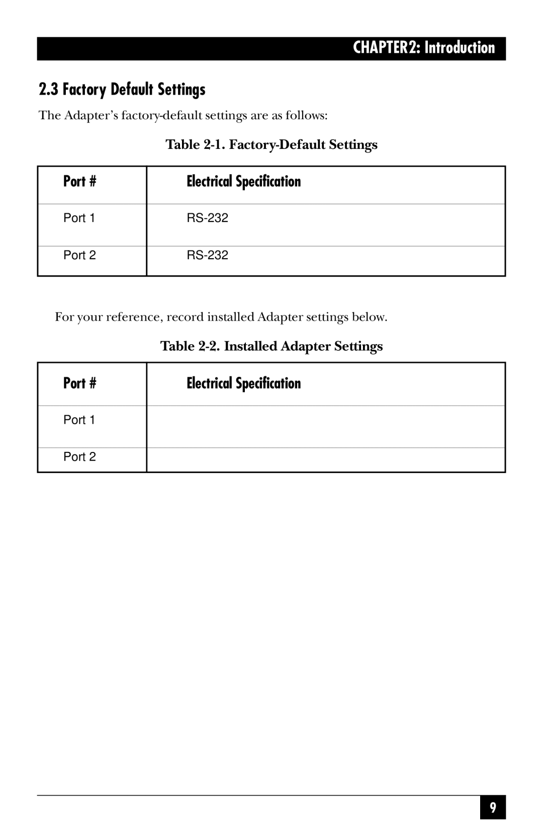 Black Box IC133C-R2, IC187C manual Introduction, Factory Default Settings 