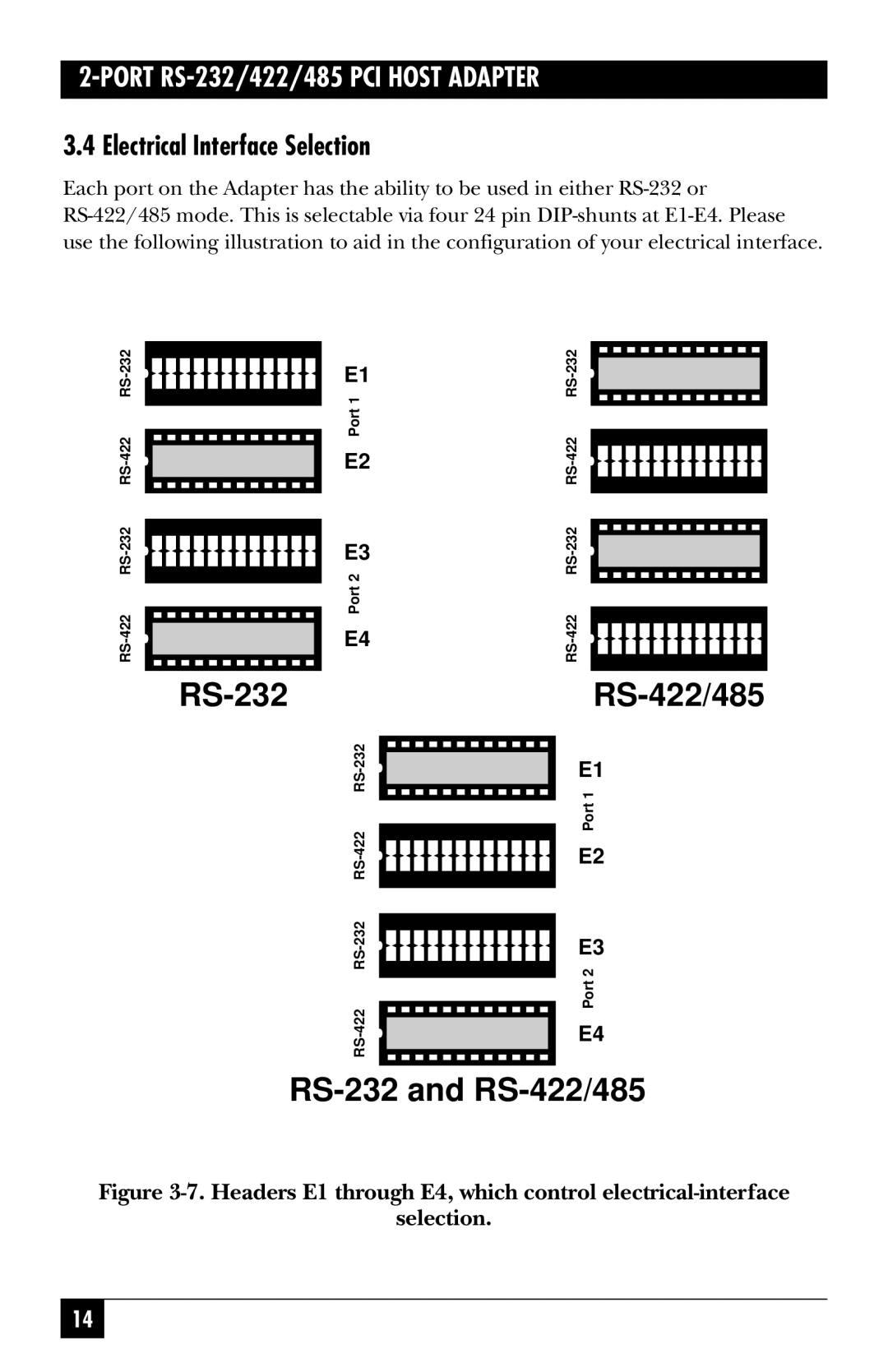 Black Box IC187C, IC133C-R2 manual RS-232 and RS-422/485, Electrical Interface Selection 