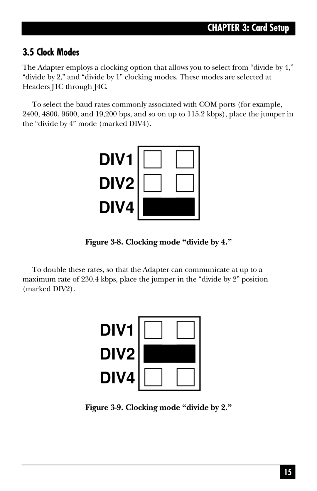 Black Box IC133C-R2, IC187C manual DIV1 DIV2 DIV4, Clock Modes 