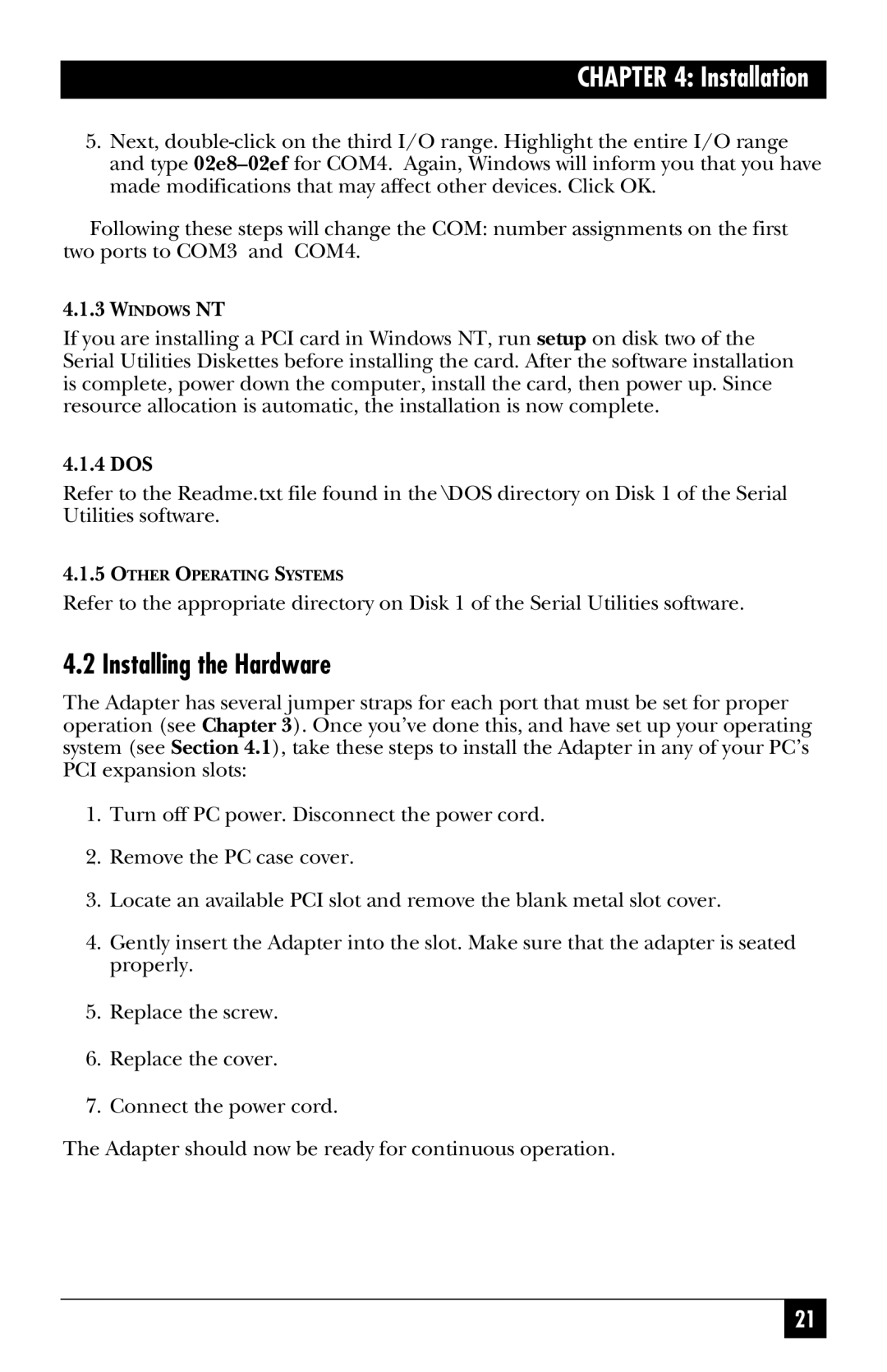 Black Box IC133C-R2, IC187C manual Installing the Hardware, Installation 