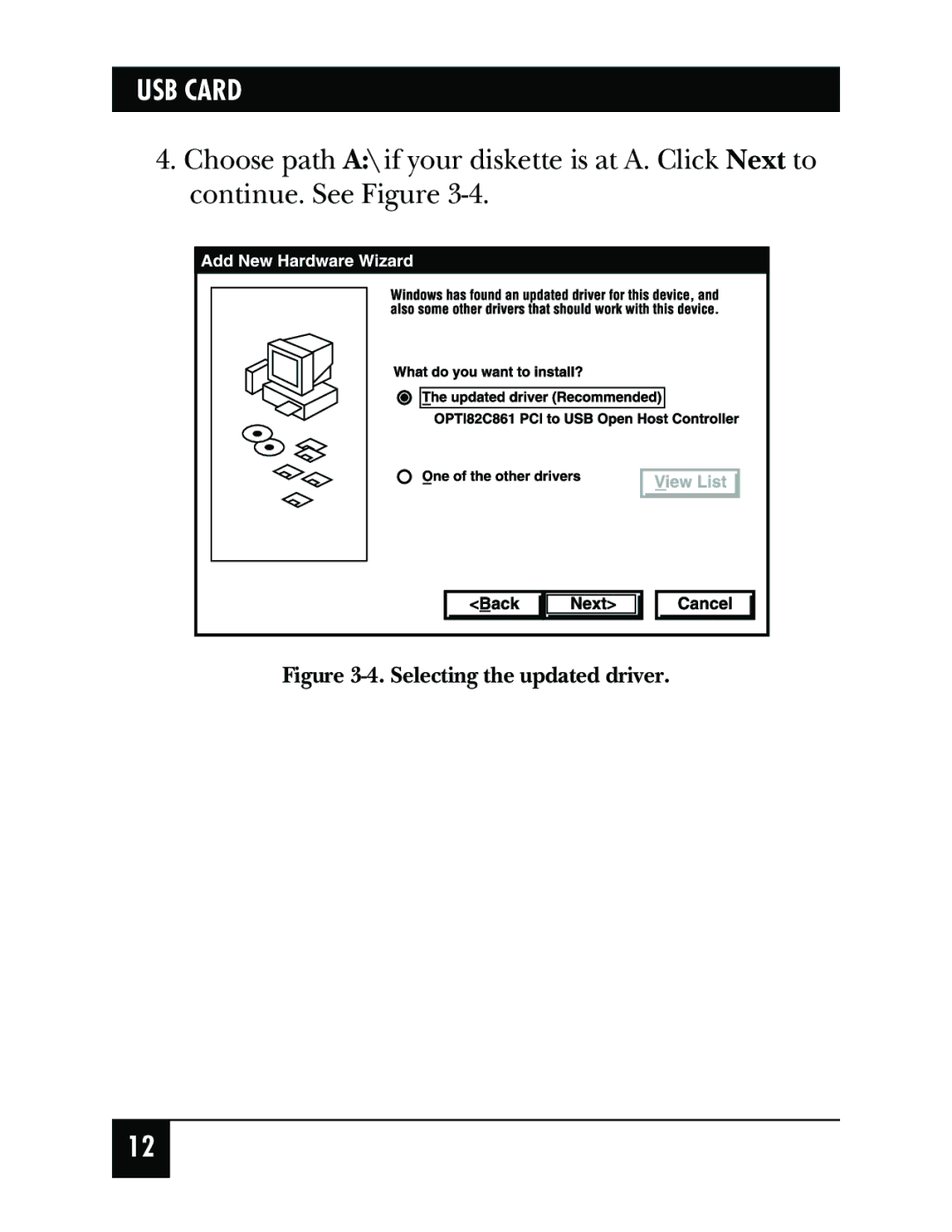 Black Box IC136C manual Selecting the updated driver 