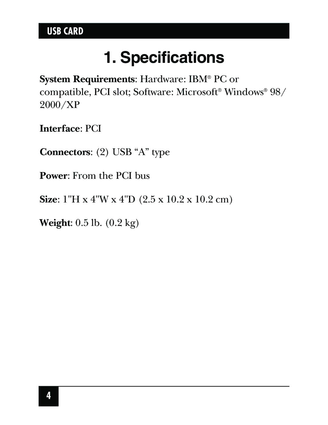 Black Box IC136C manual Specifications, Interface PCI 