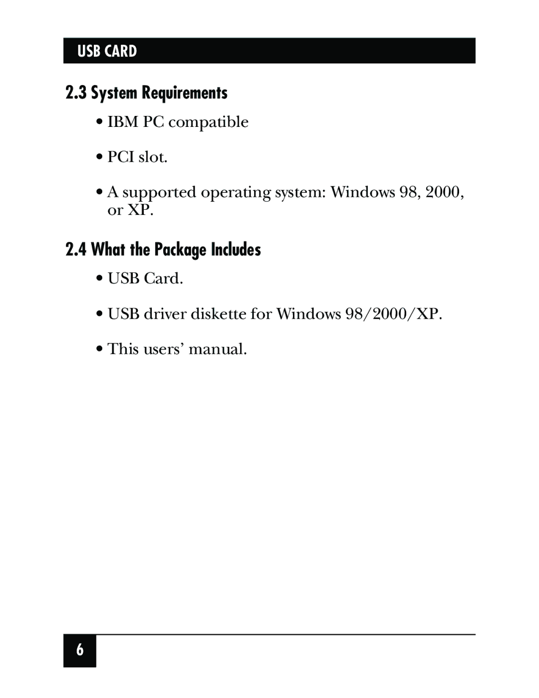 Black Box IC136C manual System Requirements, What the Package Includes 