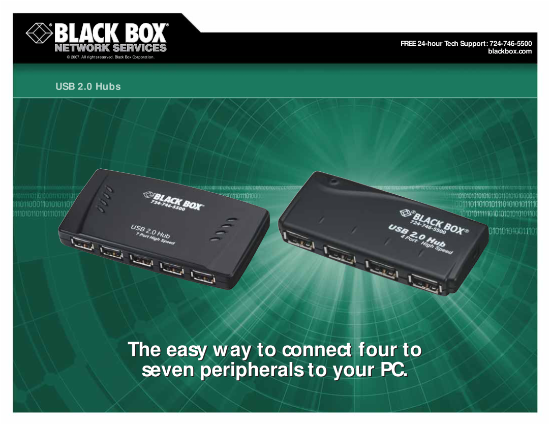 Black Box IC147A-R2 manual USB 2.0 Hubs, All rights reserved. Black Box Corporation 