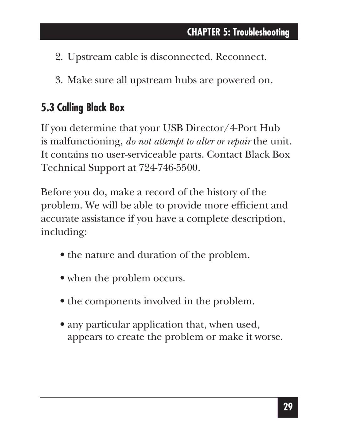 Black Box IC165AE manual Calling Black Box 