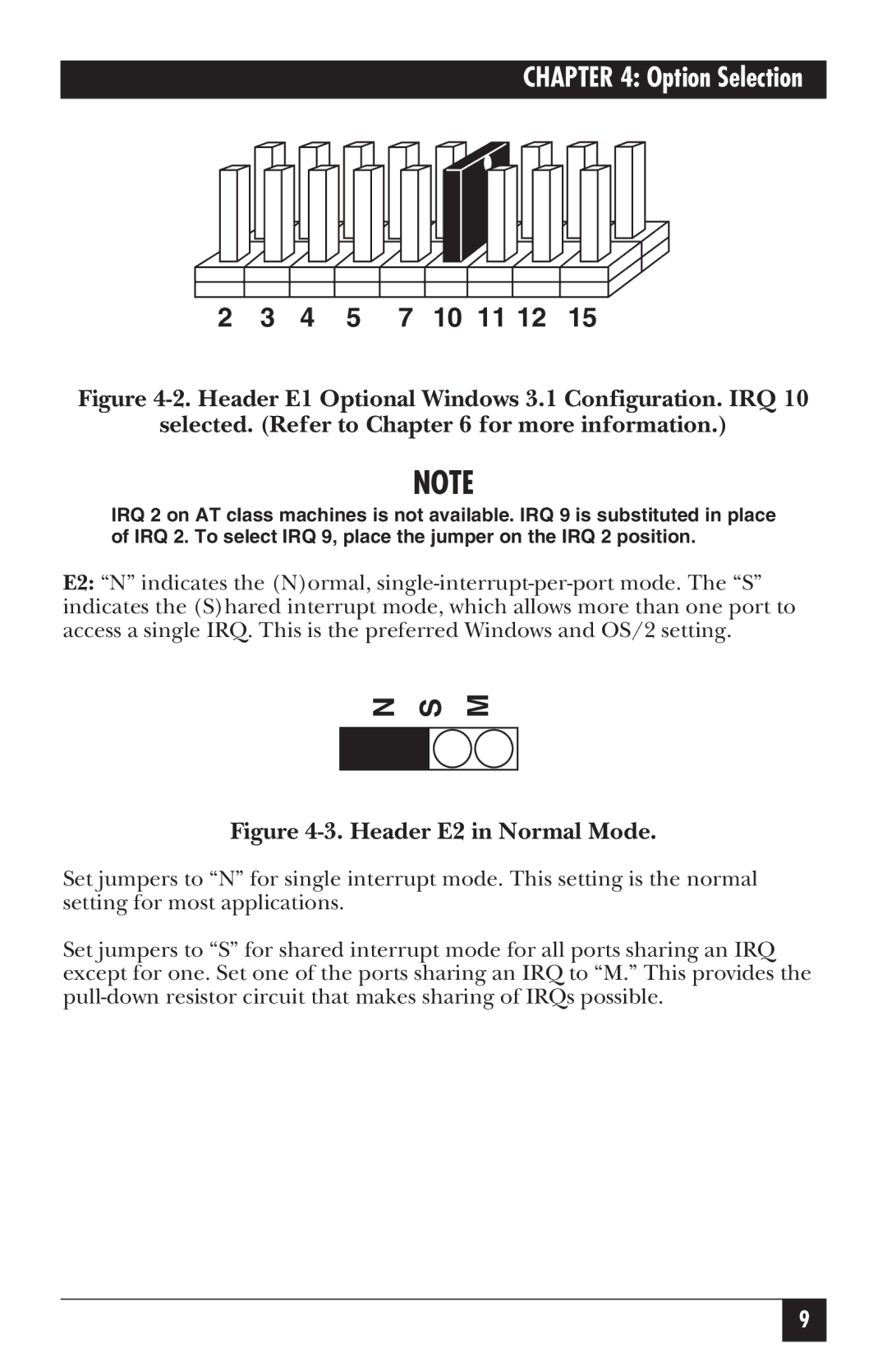 Black Box IC171C manual Option Selection 