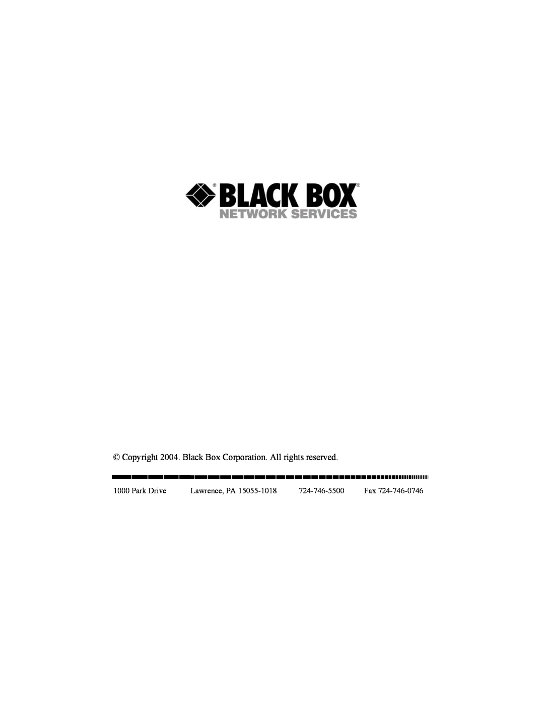 Black Box IC246A-R2, IC244A-R2 manual Park Drive, Lawrence, PA 