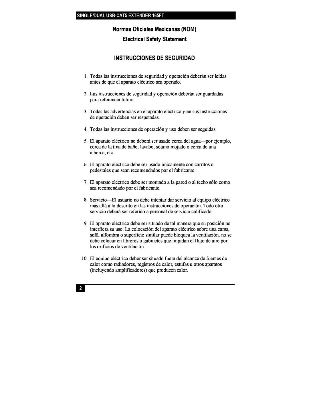 Black Box IC246A-R2, IC244A-R2 Normas Oficiales Mexicanas NOM, Electrical Safety Statement, Instrucciones De Seguridad 