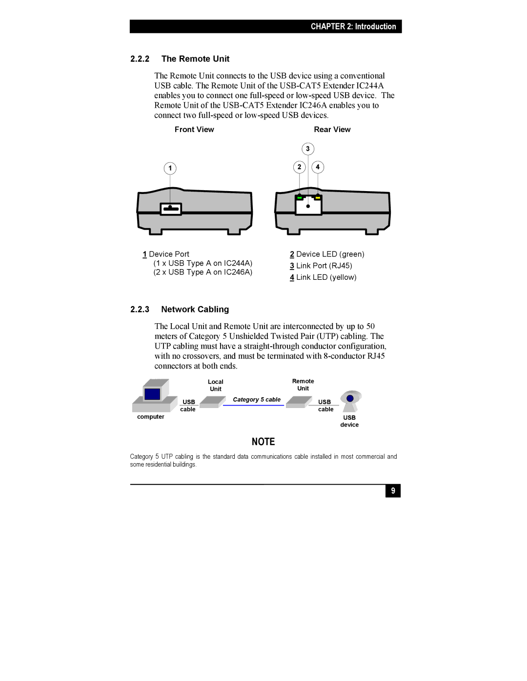 Black Box IC244A-R2, IC246A-R2 manual Remote Unit, Network Cabling 