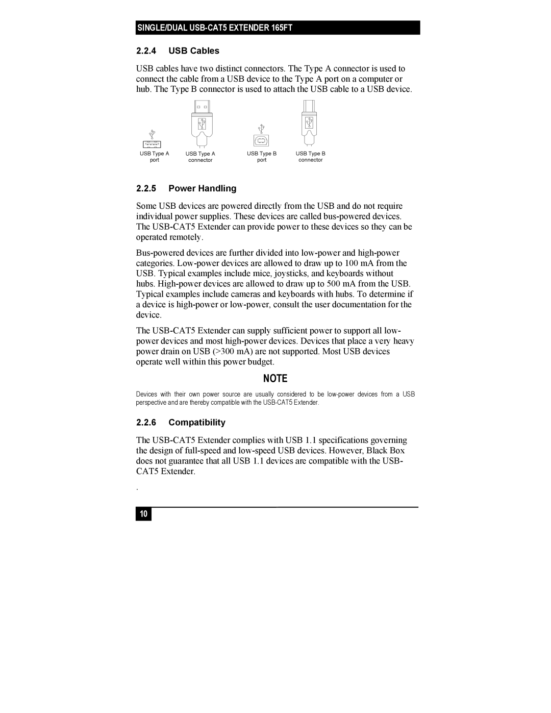 Black Box IC246A-R2, IC244A-R2 manual USB Cables, Power Handling, Compatibility 