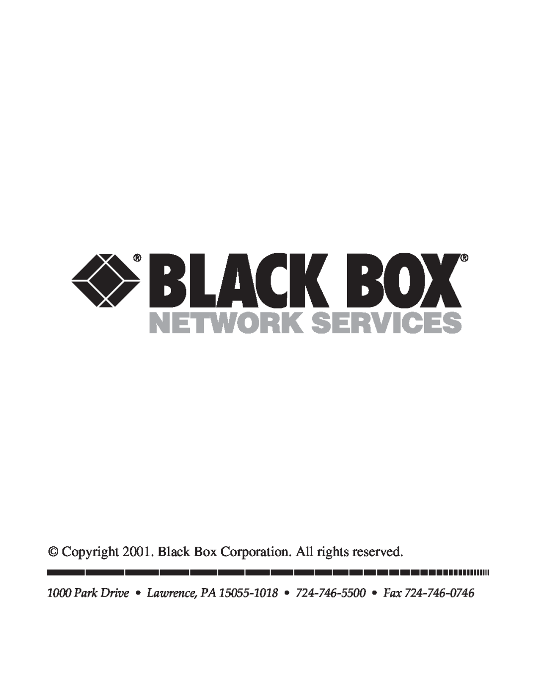 Black Box IC266A manual Copyright 2001. Black Box Corporation. All rights reserved 